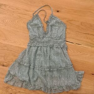 Green Floral Halter Dress